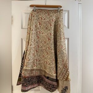 Silk Sari Wrap Skirt Reversible